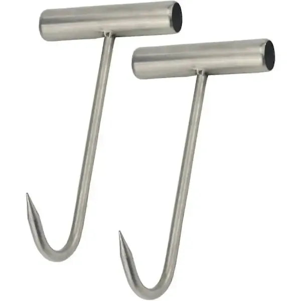 2 Pack Stainless Steel T Handle Meat Hooks for Butchers, Restaurants, Smoking, Grilling and Food Preparation, for Hanging Meat Safely